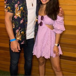 Alamour Iilac purple cutout cotton flare mini dress